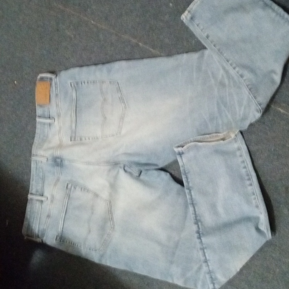 American Eagle Outfitters Light Blue Distressed Straight Jeans 38x32 - Picture 2 of 4